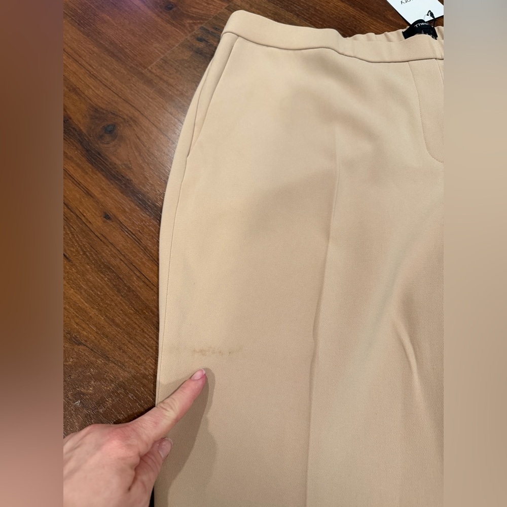 NWT Theory Treeca crepe slim-leg pants pull-on Beige Nude color Sz 18 - Picture 11 of 11